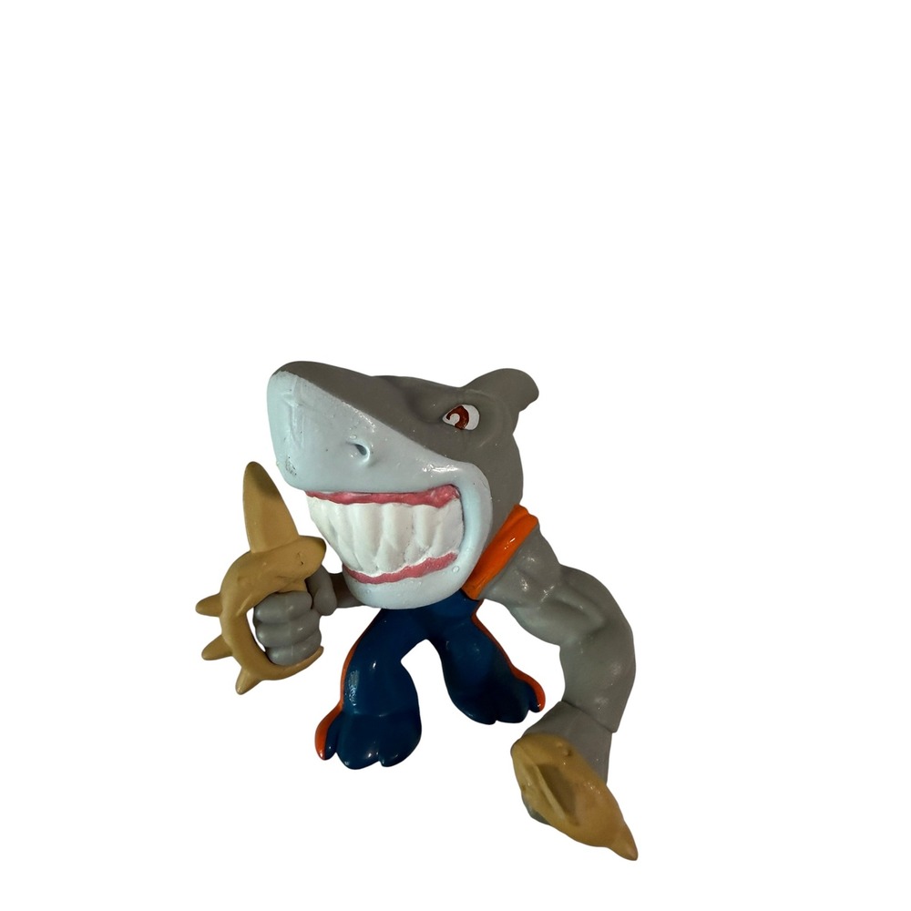Vintage Street Sharks Jab Action Figure Mini Toy Gray Blue Orange 90s Retro